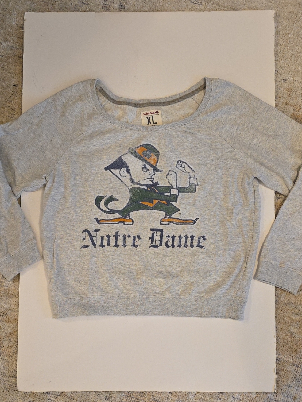 Vtg Y2k AEO Notre Dame 100% Cotton Gray Sweatshirt Womens XL Fighting Irish EUC
